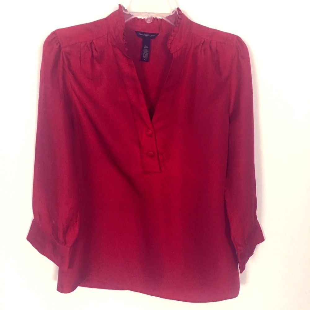 Banana Republic | Red Silk Blend Blouse Size M